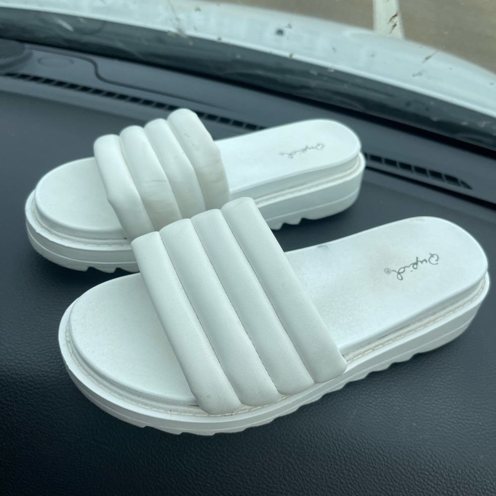 white platform slides